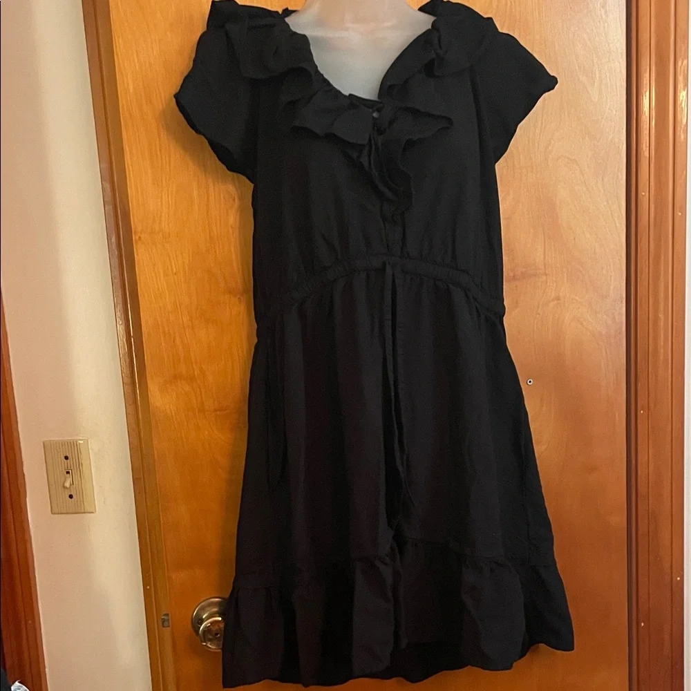 Old Navy Black Ruffle-Trim Mini Dress - Picture 1 of 5